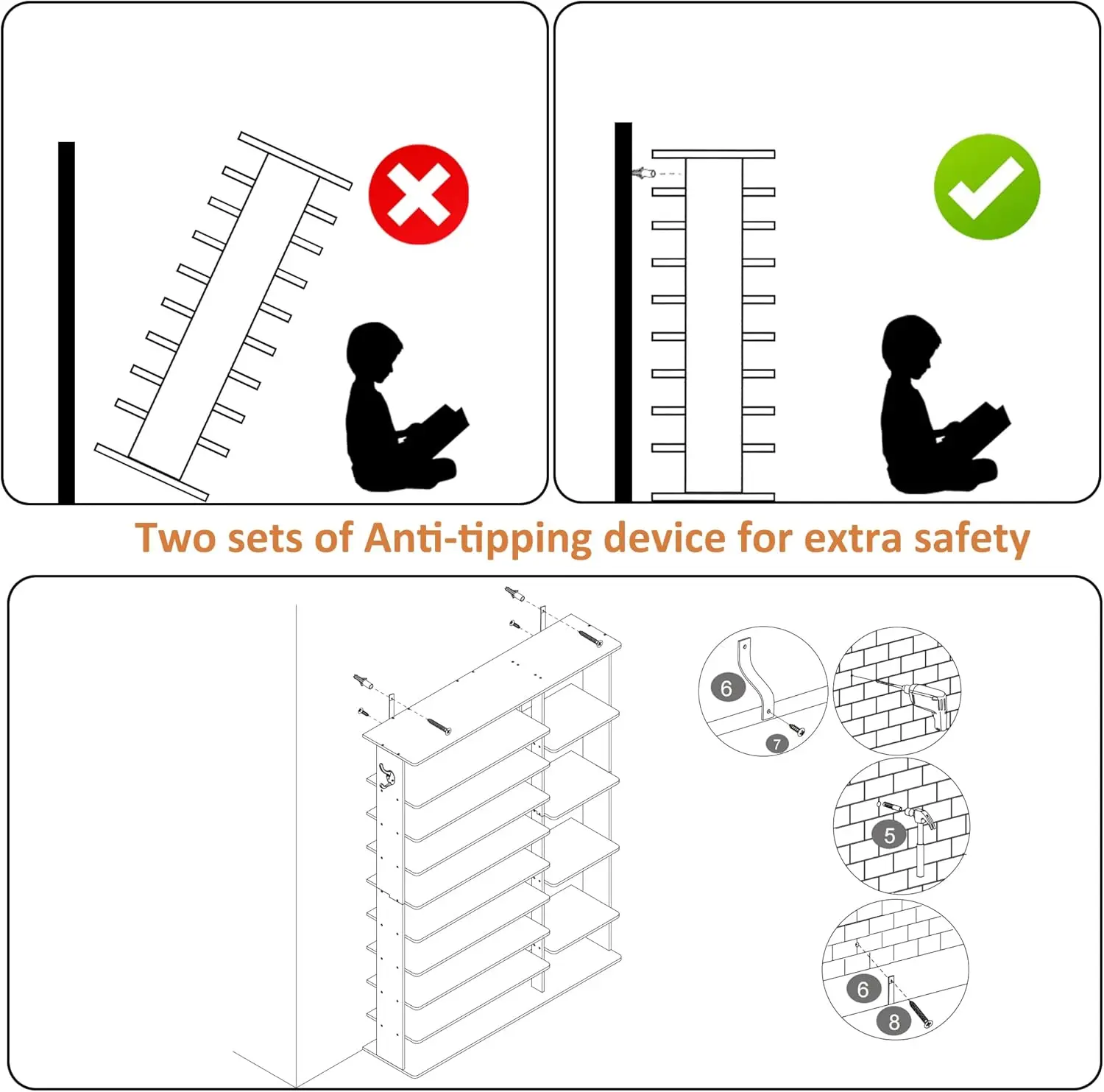10 Tiers Shoe Rack, 50 Pairs Large  Shelf, 61.8" Tall  Tower, Freestanding Rack Organizer with Open Shelves