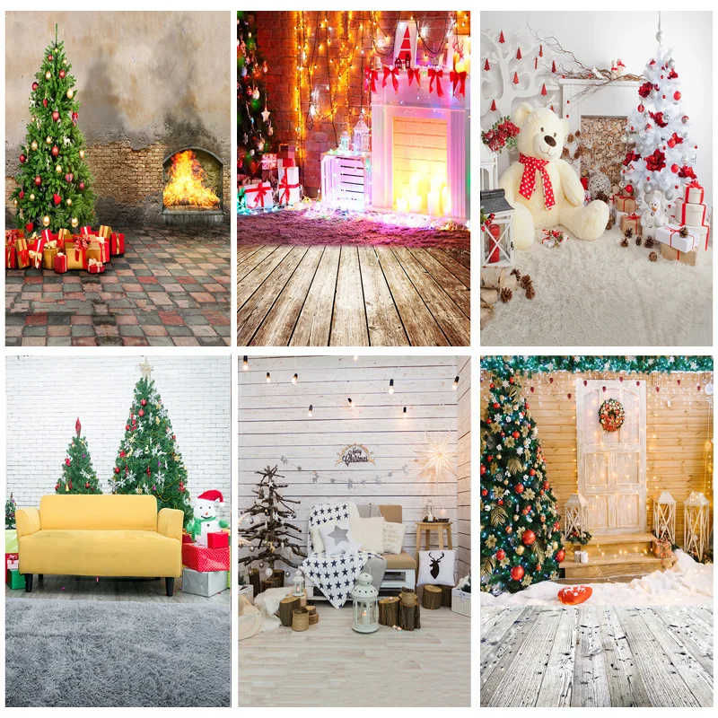 

SHENGYONGBAO Christmas Indoor Theme Photography Background Christmas tree Fireplace Children For Photo Backdrops YXSD-11