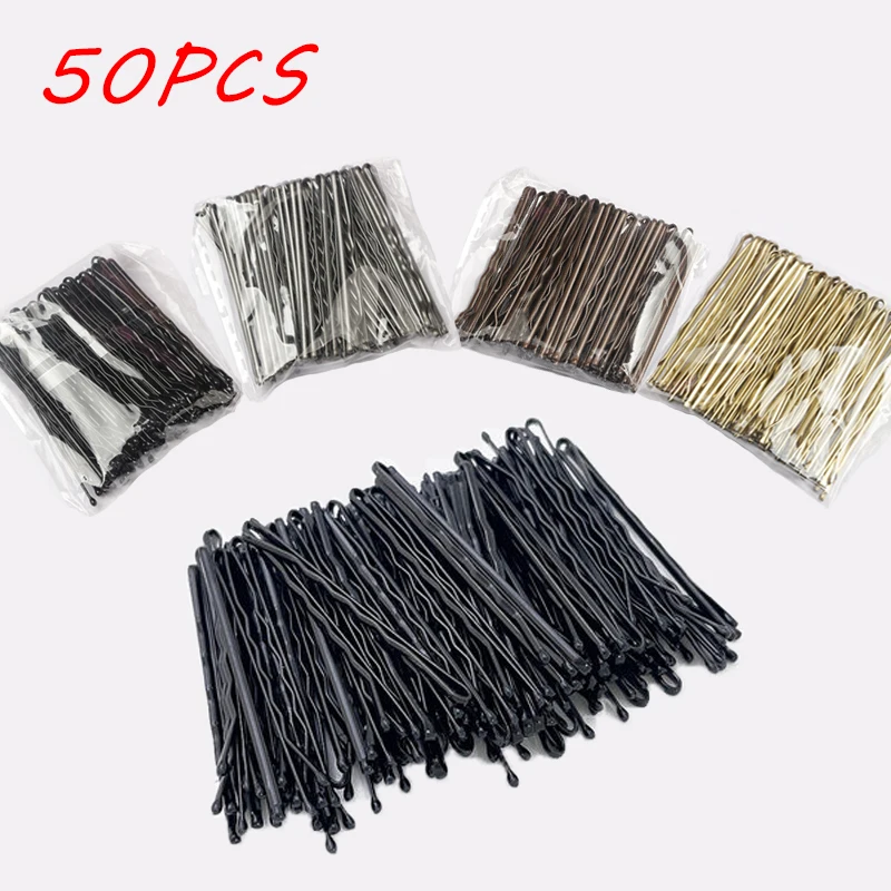 

50PCS Women Hair Waved U-shaped Hairpins Simple Barrette Salon Grip Clip Hairpin Black Metal Hair Clips Bobby Pin Accessories
