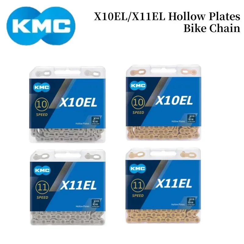 KMC X10EL/X11EL 10 11Speed Bike Chain 116/118L Hollow Plates Golden Silvery Color Chain Mountain Road Bike Original Cycling Part bicycle chain,bicycle chains