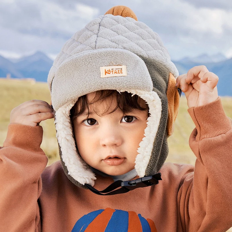 Winter Aviator Bomber Hat Boys Girls Outdoor Warm Earflap Hats Children Cute Fleece Lining Ear Protectors Cap Beanie
