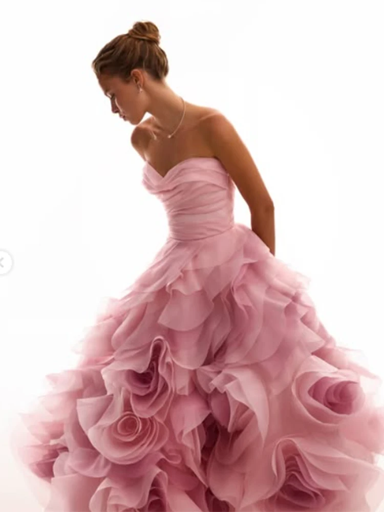Vintage Sweetheart Floral Prom Dresses Sleeveless Ruffles Tea-length Formal Party Evening Gown Lace-up Back Cocktail Dress 2