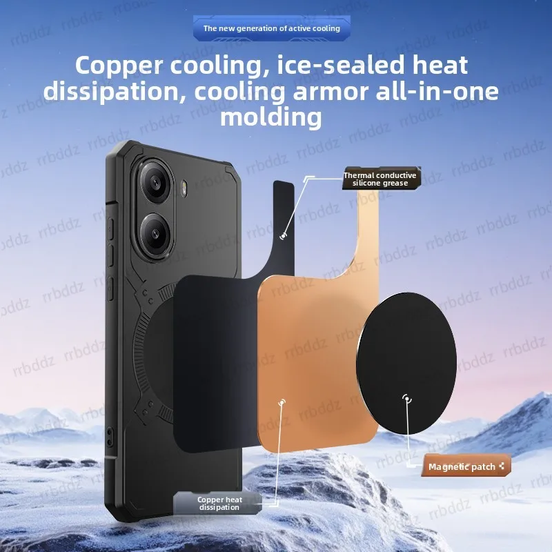 Yellow Copper Graphene Heat Dissipation Shockproof Silicone Phone Case