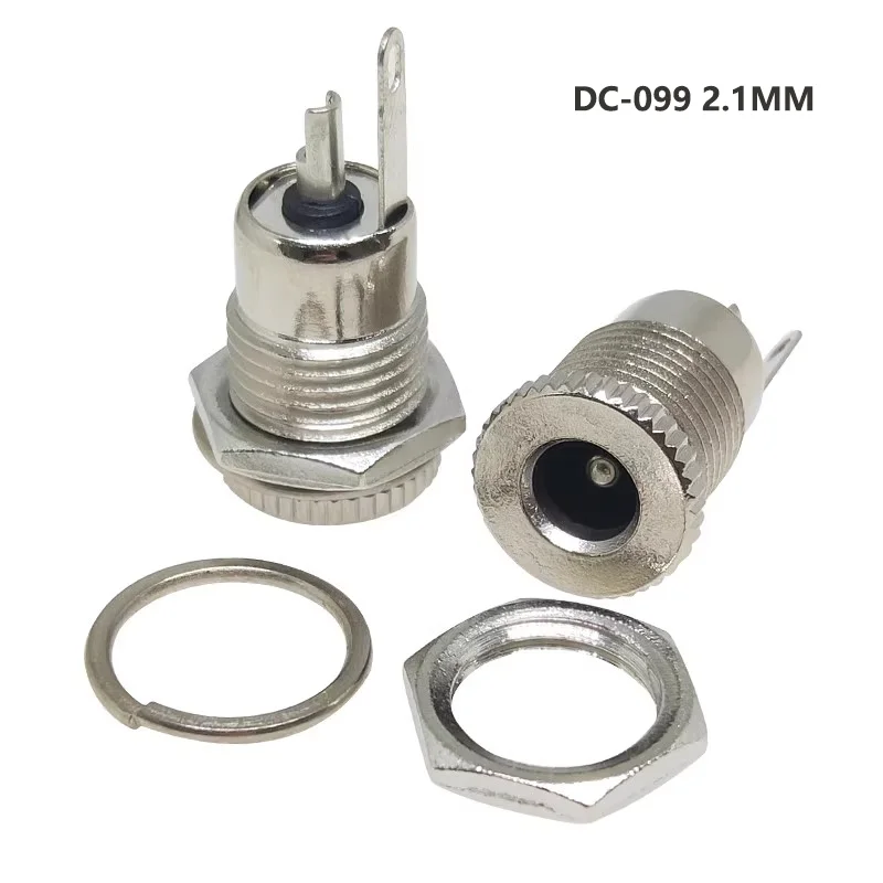 암 패널 마운트 커넥터, DC 전원 잭 소켓, 금속 DC-099, 개방 구멍 11mm, 5.5x2.1 5.5x2.5mm, DC099, 5.5mm x 2.1mm, 10 개, 50 개