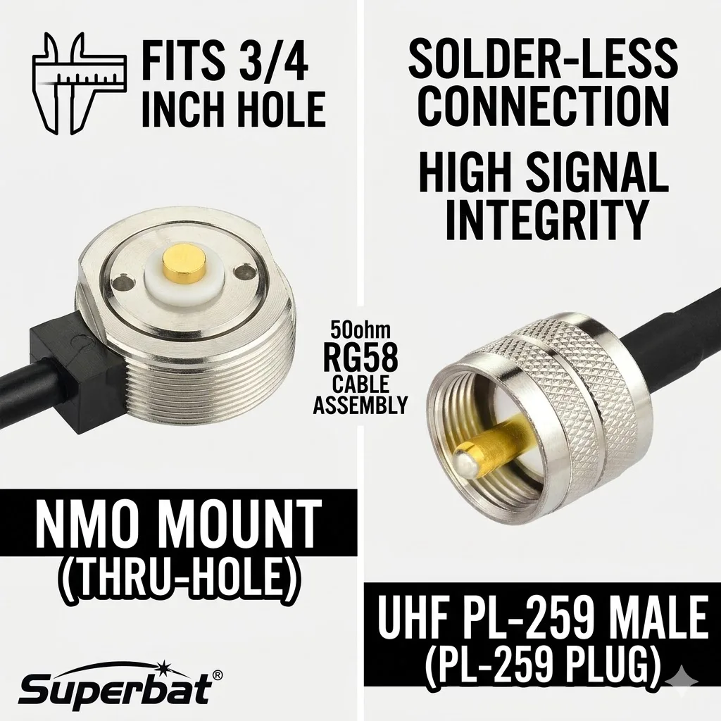 Vehicle Antenna NMO Mount with UHF PL259 Connector