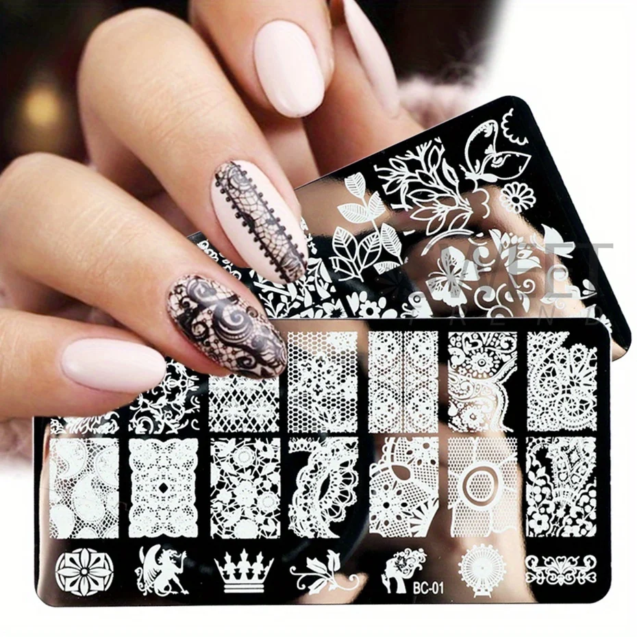 Description Picture 4 of item5 Sheets Lace Flowers Nail Stamping Plates Mandala Geometric Nail Art Stamp Templates Polish Printing Stencils Manicure Tools
