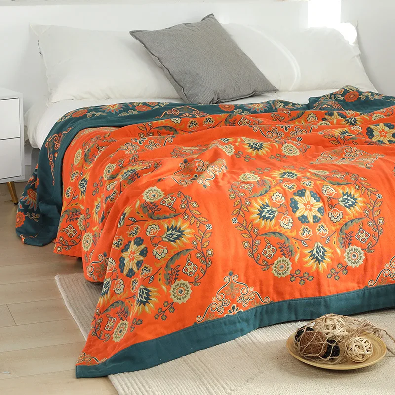 

Cotton 6-layers Gauze Warm Bedspread All-season Universal Divan Couch Throw Blanket Woven For Children Baby Throws Bedsheet