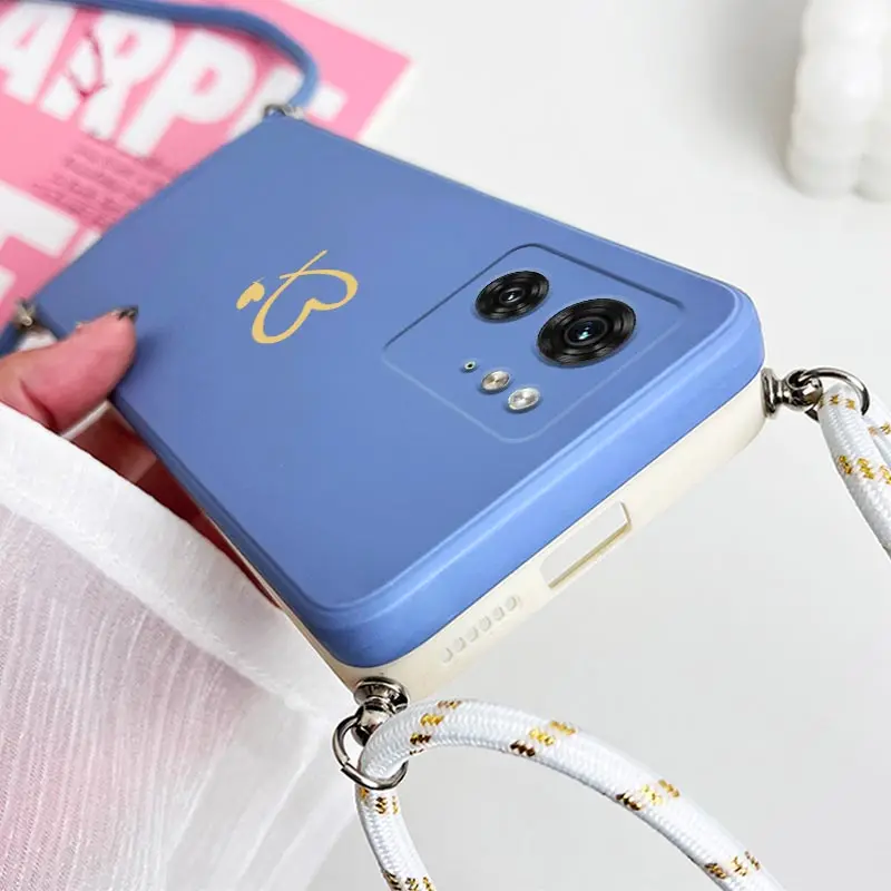 Two Hearts Lanyard Silicone Phone Case - Elegant Protective Cover