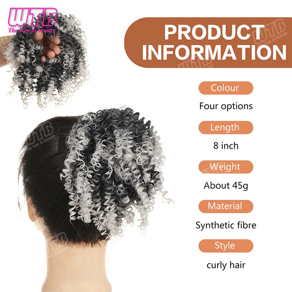 Synthetic Ponytail Short Kinky Curly Afro Chignon Synthetic Hair Natural Ponytails For Women Use - 2