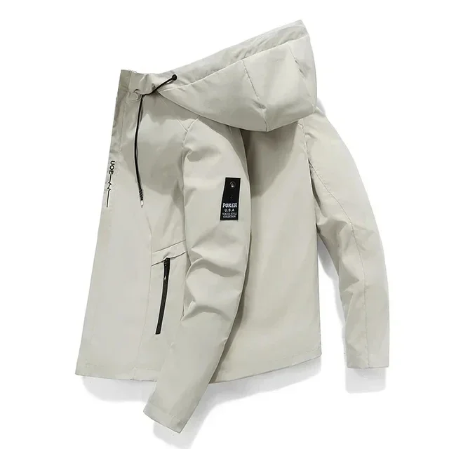 thumbnail image 1 of Chaqueta con capucha para hombre 2023, chaqueta bomber, cortavientos para hombre, abrigos con cremallera, chaquetas de carga ajustadas para primavera y otoño, ropa deportiva informal para hombre, 1 of 5