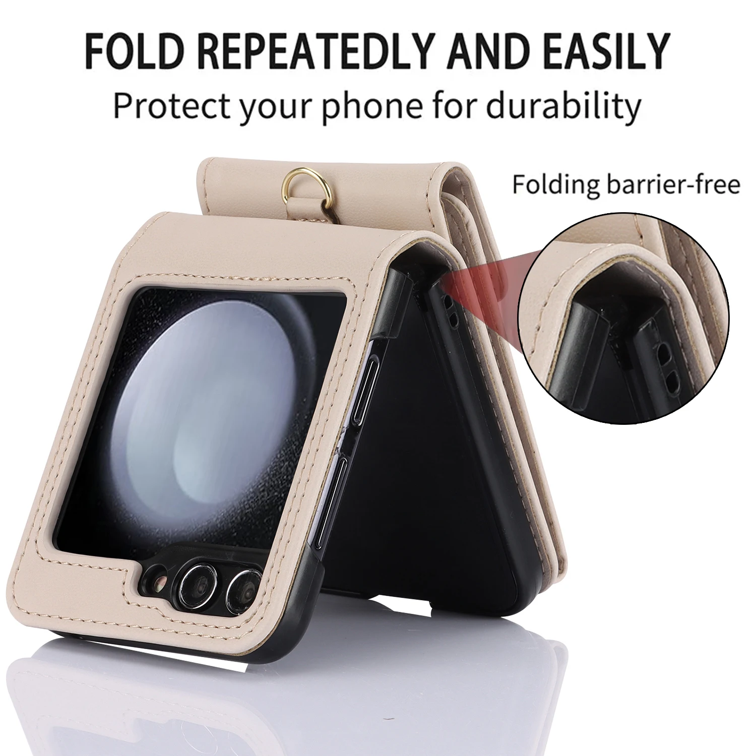 Folding Cross Phone Case, Suitable for Samsung Galaxy Z Flip 5, ZFlip4 Wallet, Vertical Card Protective Case, ZFlip3, ZFlip4