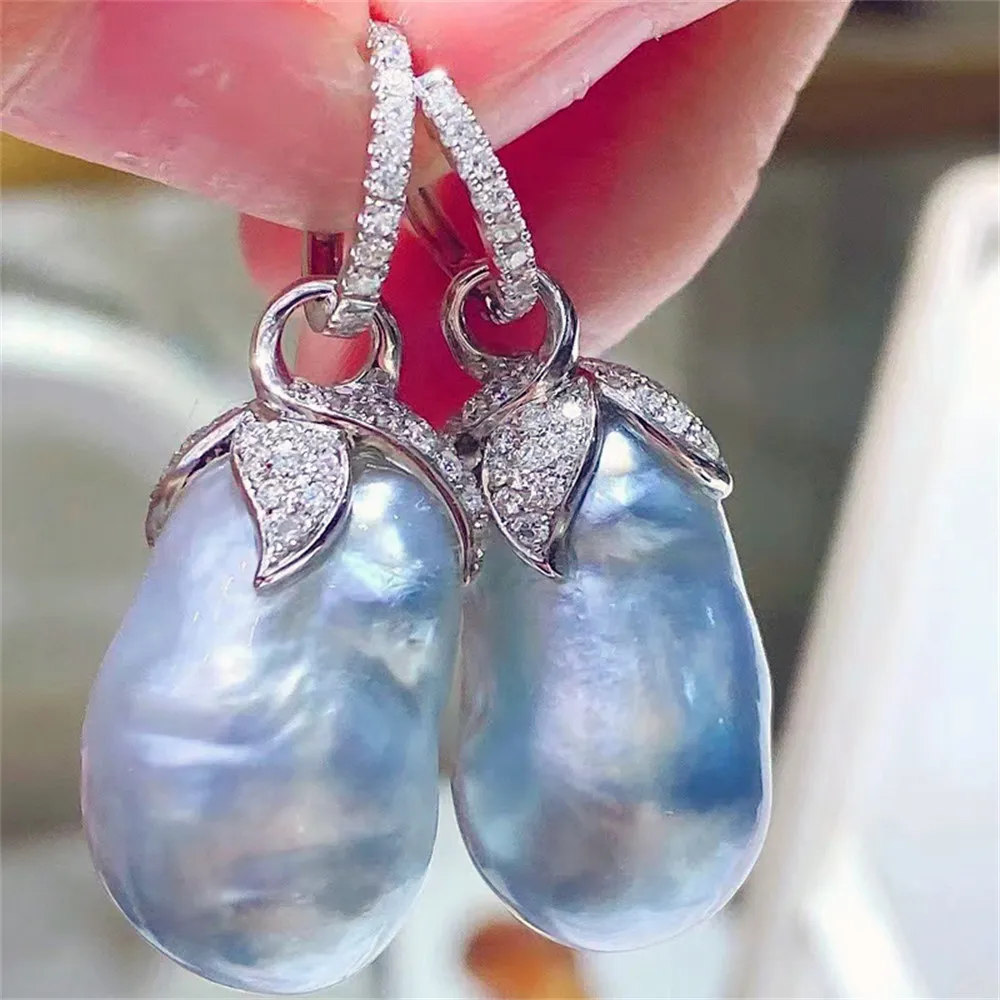 

DIY pearl earrings accessories S925 sterling silver jewelry concealer earrings female empty holder Fit 10-15mm beads