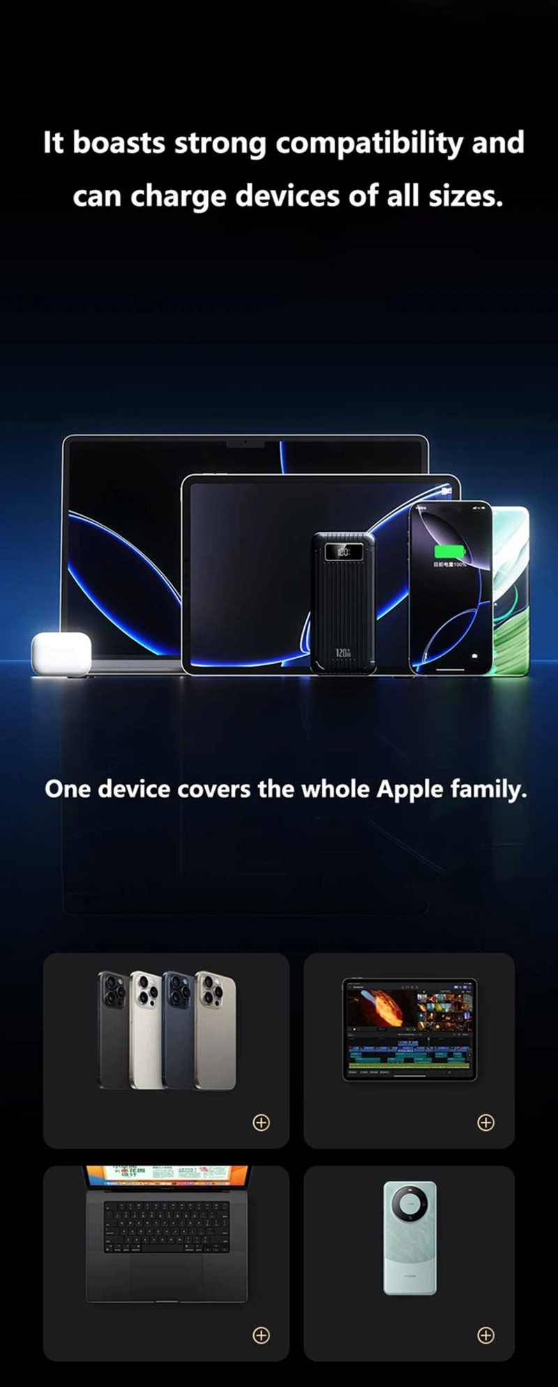High Capacity Power Bank 100000mah Super Fast Charging With Cables_voghion.com