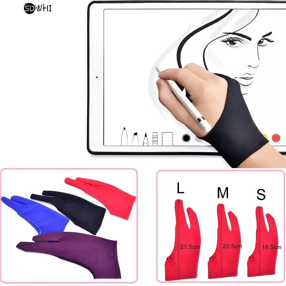 

Black 2 Finger Anti-fouling Glove,both For Right And Left Hand Artist Drawing For Any Graphics Drawing Tablet