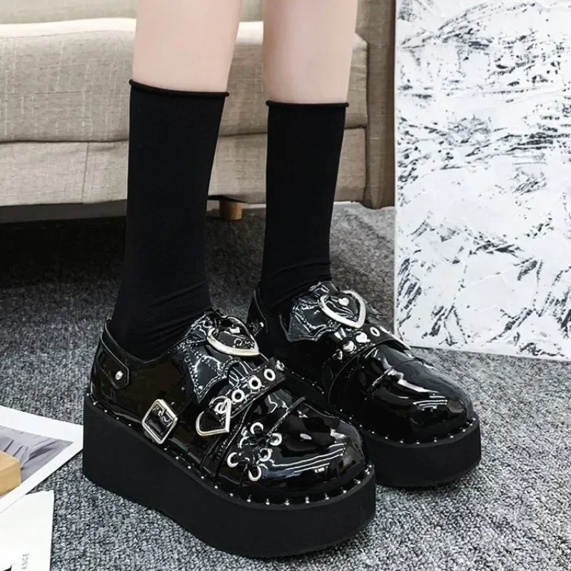 

Dark retro style hell nurse women's single shoes new thick bottom punk spice girls thick shoes Mary Jane single shoes