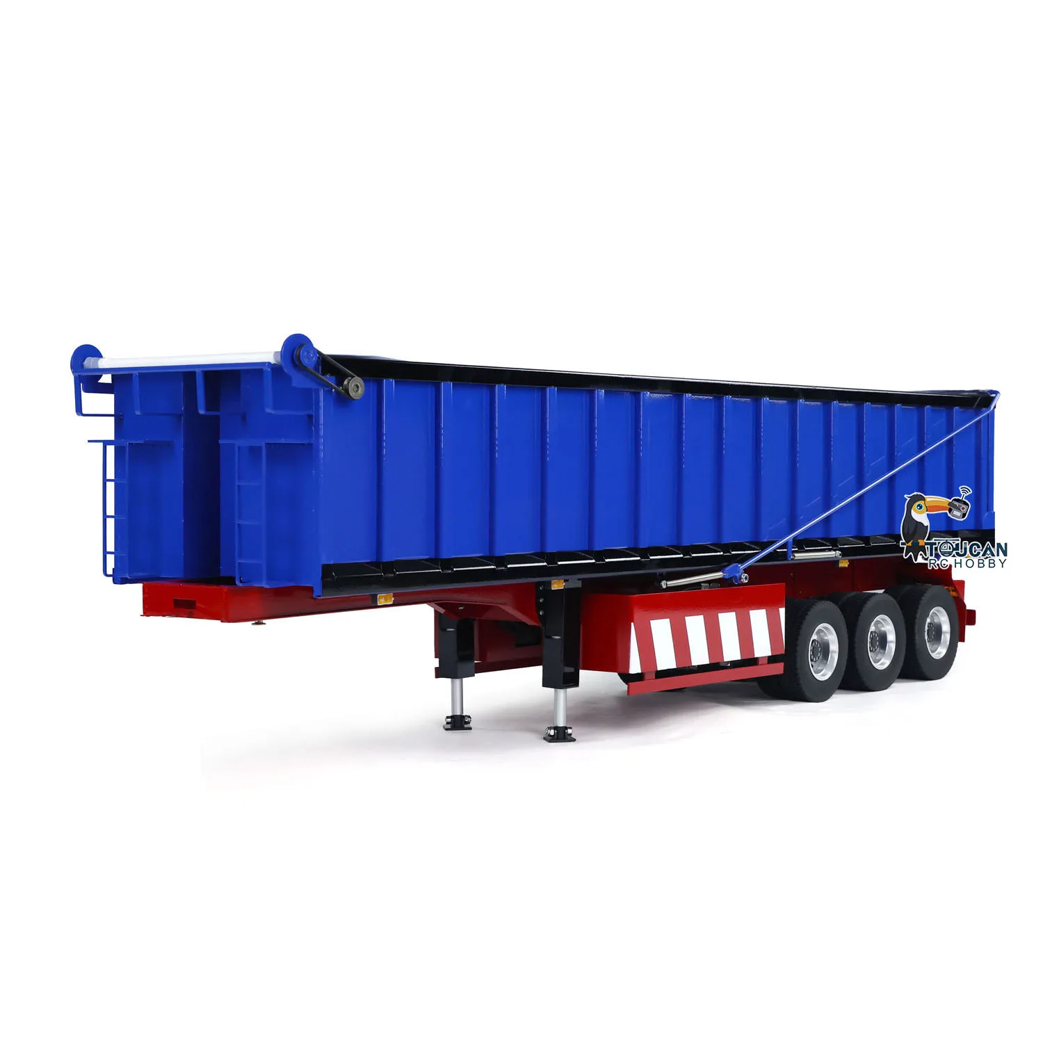 NEW Metal 1/14 3 Axles RC Hydraulic Dump Trailer Electric Awning Legs Semi Trailer Lights for RadioTractor Truck Car Toys Model 3
