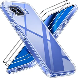 Clear Shockproof Protective TPU Phone Case with Dual Screen Protectors - Google Pixel 8 (Transparent)