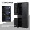 Bathroom Storage Cabinet with Doors and Drawer, Multiple Storage Space, Adjustable Shelf, Black 5