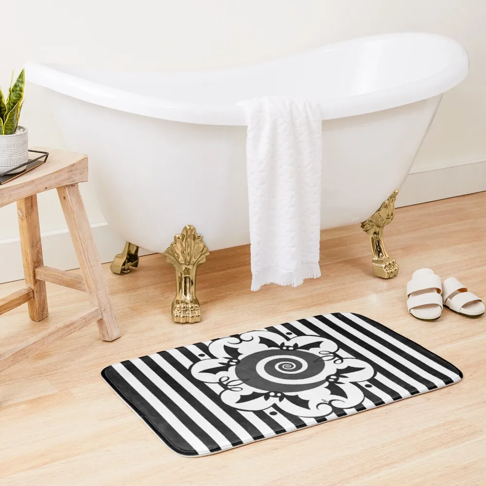 

Black & White Bat Stripes Bath Mat Accessories For Shower And Services
