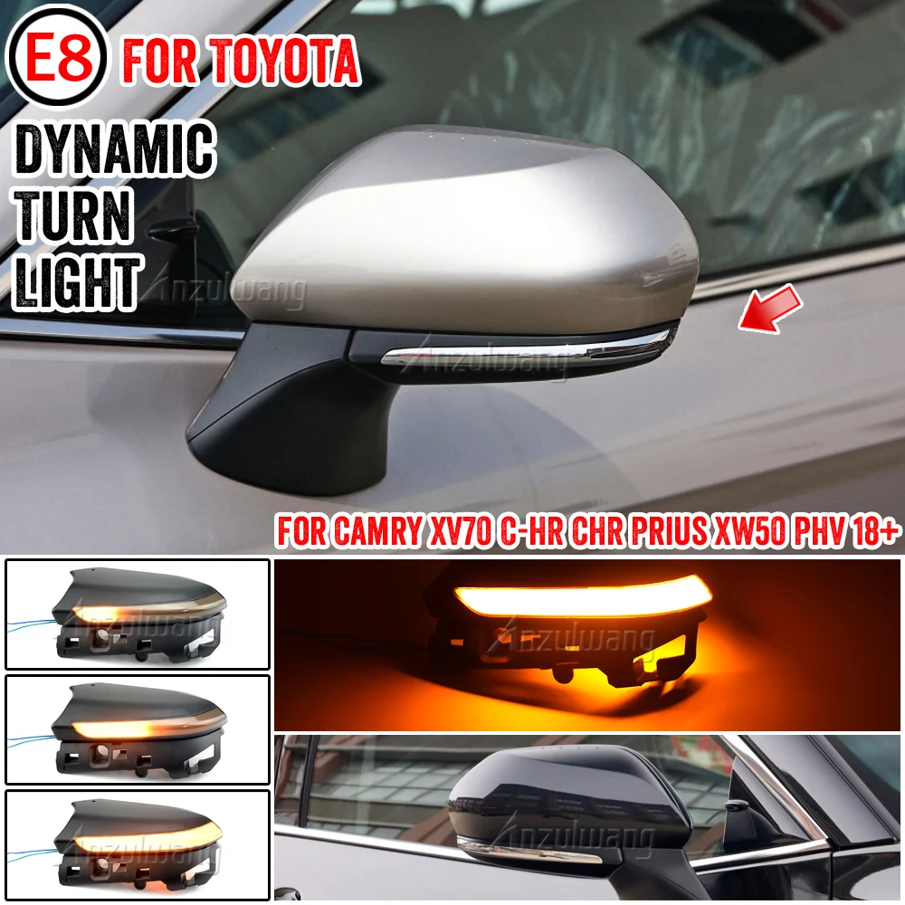 

Dynamic Turn Signal Light Led Side Rearview Mirror Indicator Lamp Blinker For Toyota Camry XV70 C-HR CHR Prius XW50 PHV 2018-20