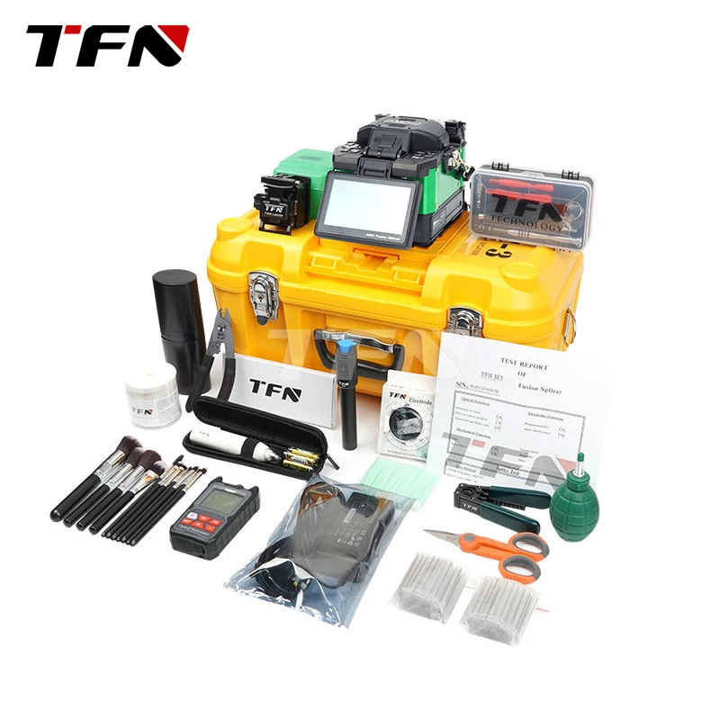 

TFN M3 4 Motor 50KM Mainline Different Language Large Battery FTTH Fiber Optic Splicing Machine Optical Fiber Fusion Splicer