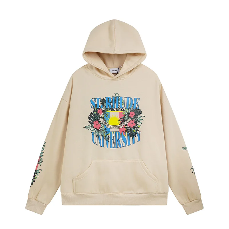 

Keep Warm Rhude Cotton Hoodies Casual Fashion Men Woman Oversized Letter Pattern All-match Pullover Sweatshirts