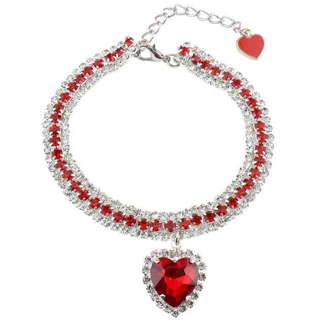 Dog Shiny Rhinestone Collar Cat Heart Diamond Jewelry Necklace Pet Bling Princess Collar Puppy Supplies Chihuahua Accessories Dog Shiny Rhinestone Collar Cat Heart Diamond Jewelry Necklace Pet Bling Princess Collar Puppy Supplies Chihuahua Accessories