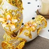 Europe Gold-Plated Ceramic Large Vase Home Decor Creative Design Porcelain Decorative Flower Vase For Wedding Decoration 3