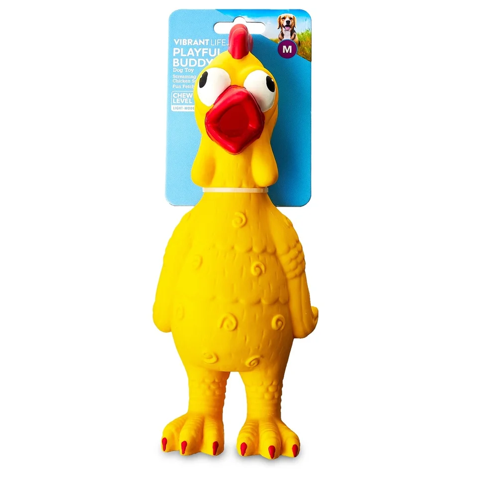 Chewable Yellow Chicken Toy for Medium Dogs