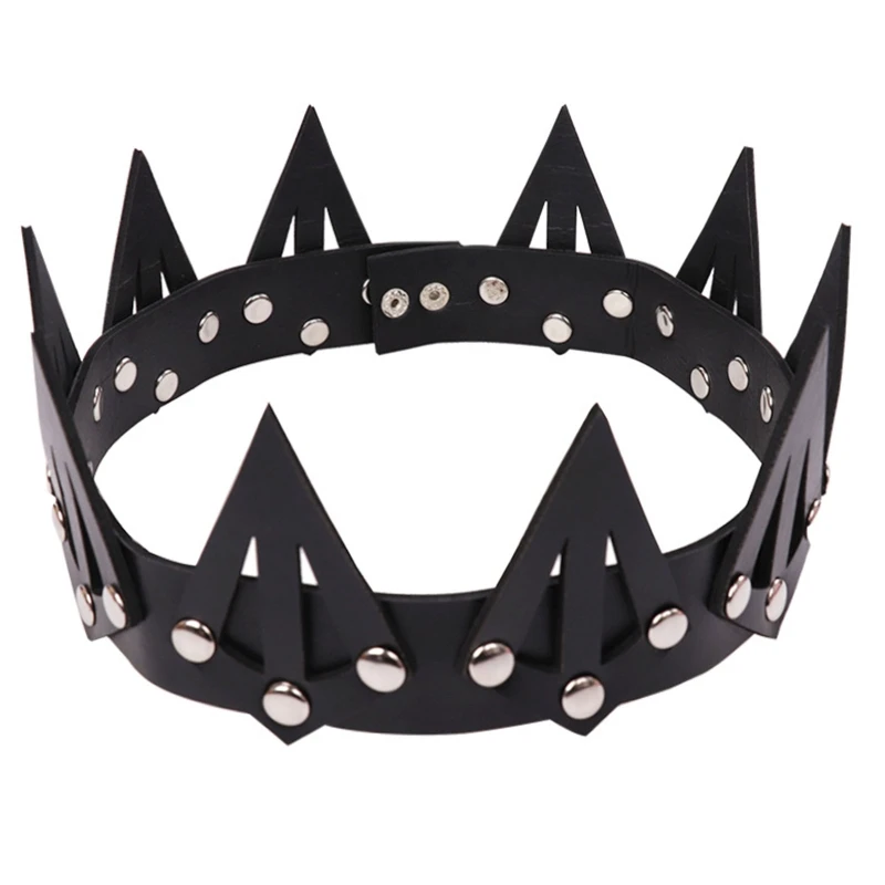 Cosplay Queen Headwear Leather Spiked for Halloween Party Wear for Creative Carnival Headpiece Party Supplies