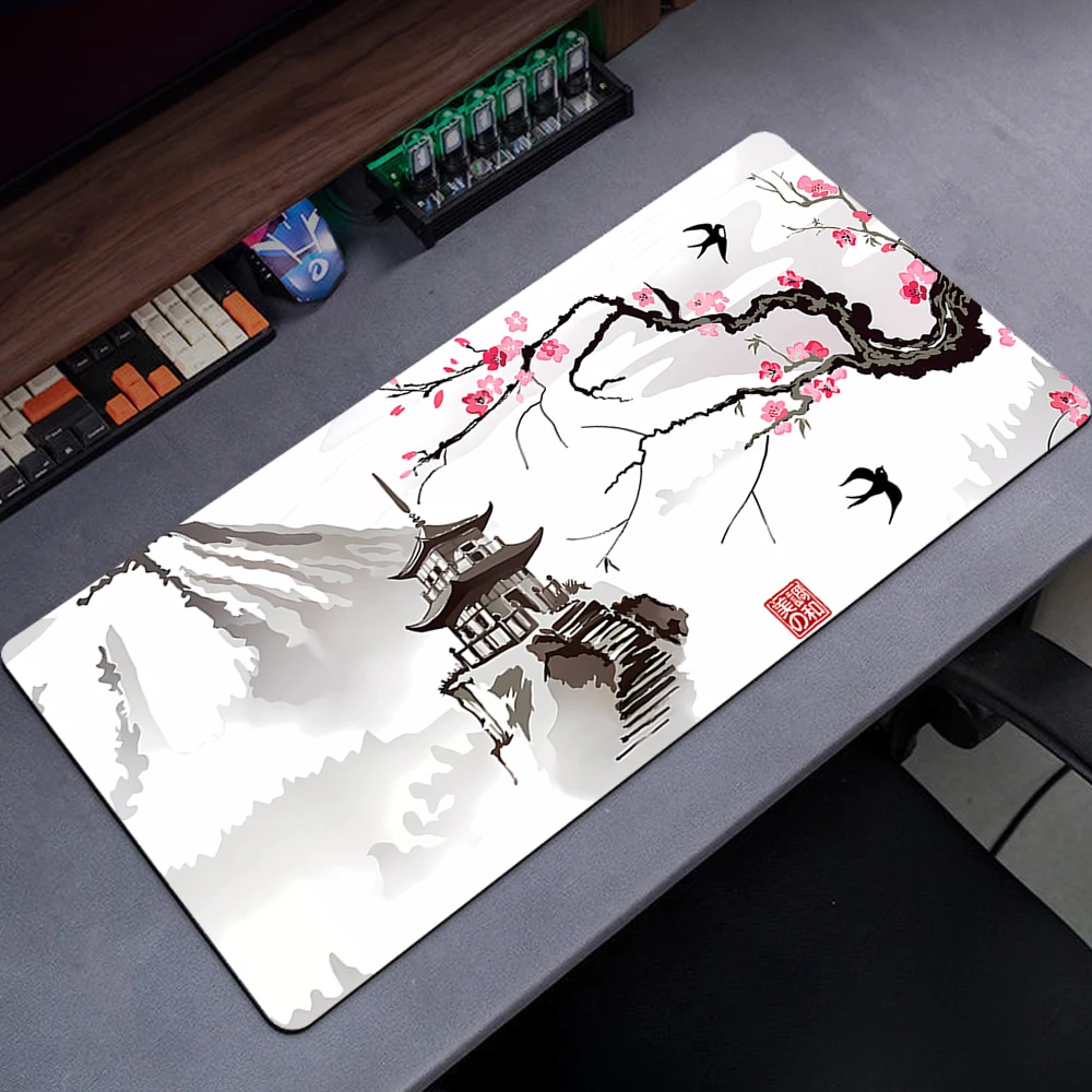 Japonês Cherry Blossom Gaming Mouse Pad Gamer Computador Mousepad Teclado Pad Acessórios - Imagem 5
