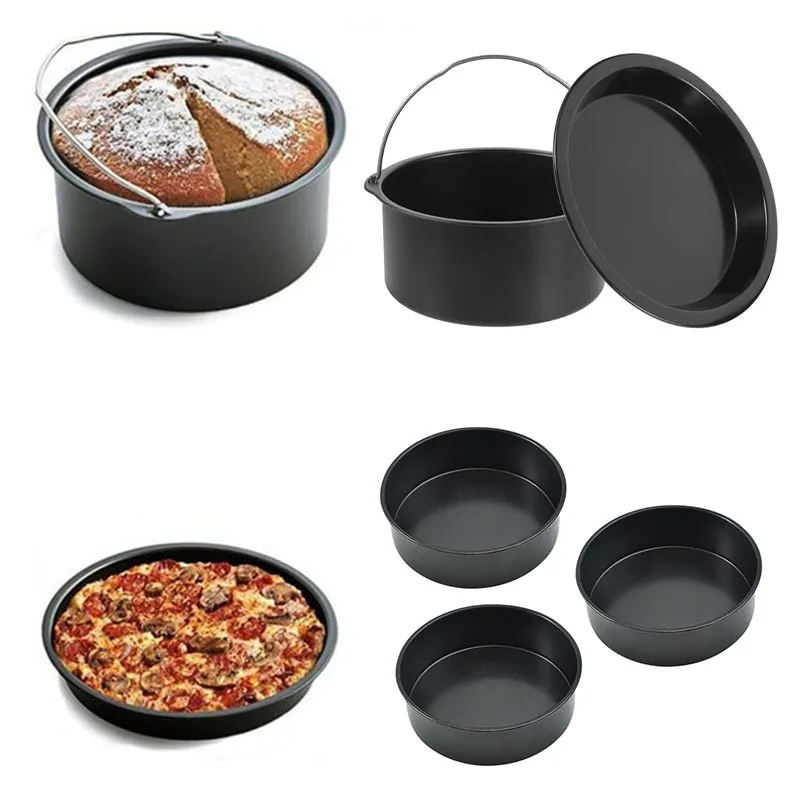Non Stick Pizza Pan Set for Air Fryer and Oven Cooking Round Cake Baking Pan for Desserts Pizza and More Kitchen Bakeware