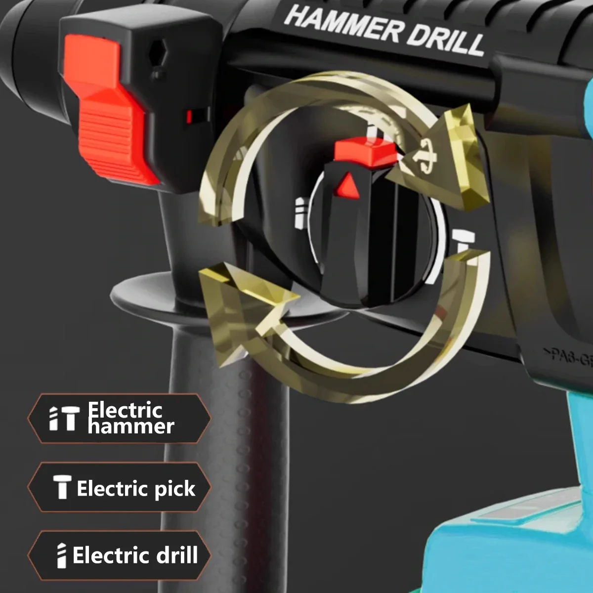 18V 4 Functions Electric Cordless Rotary Hammer Drill Rechargeable Hammer 27mm Impact Drilll For 18V Makita Battery 4