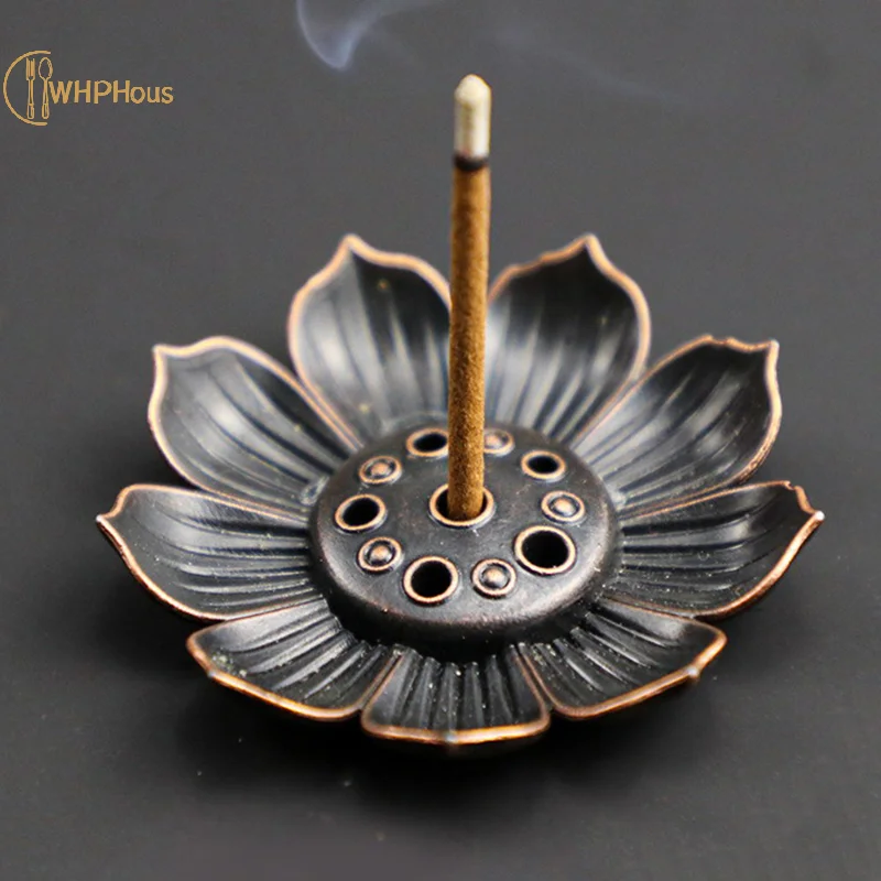 

1PC Alloy Incense Burner Stick Holder Plate Buddhism Lotus Censer Bronze Nasturtium Incense Burner