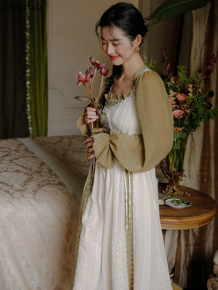 Vintage Chic Mori Girl Style Dress French Women Elegant