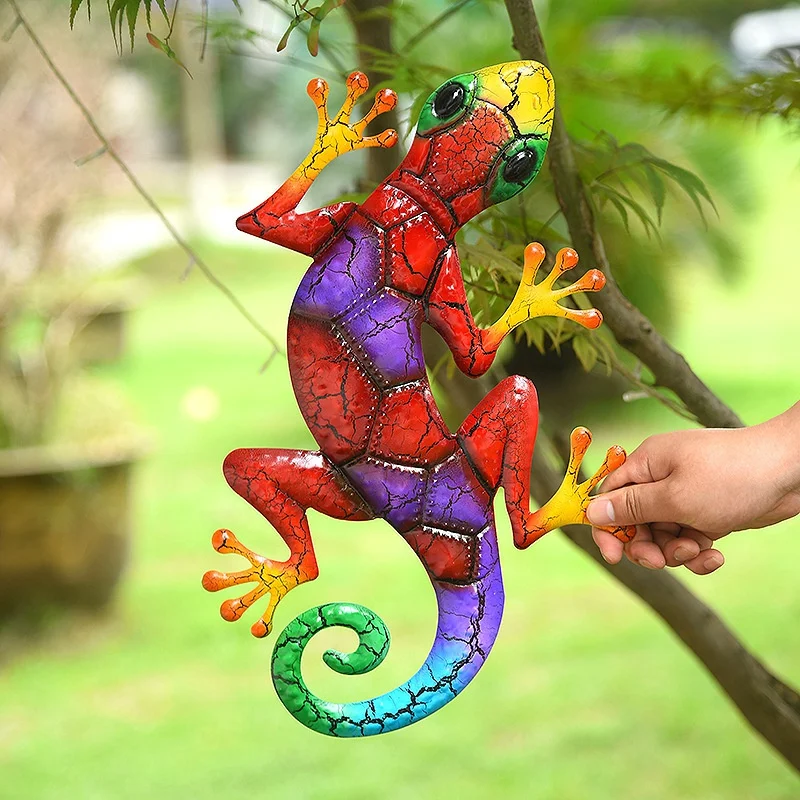 

Metal Big Gecko Yard Garden Decoration Outdoor Statues Home-garden Wall Decor Miniature Accessories Sculpture Lizard Ornaments