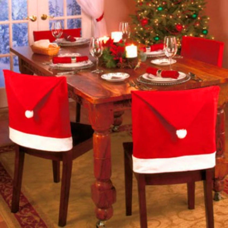 

6 шт./набор, набор красных стульев, Рождественская шапка, снежинка, Нетканая ткань, яркие товары для праздника, рождественские украшения