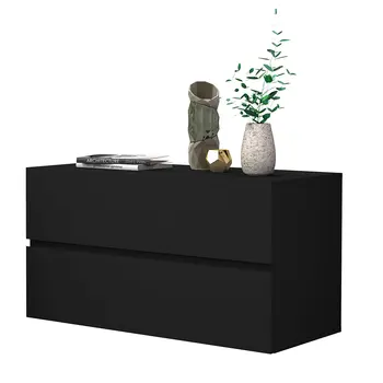 mesa de cabeceira de parede suspensa Eros 60cm com gavetas preto