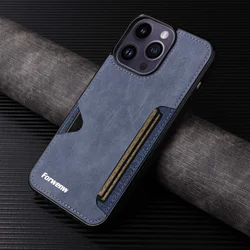 Vintage-Style PU Leather Wallet Phone Case with Card Holder for iPhone 16 Plus (Blue)