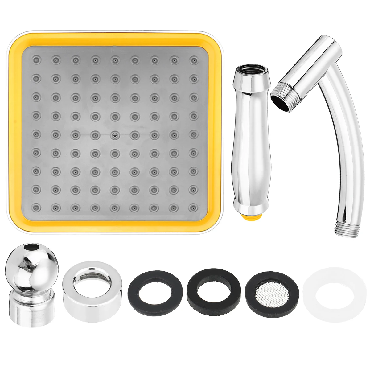 Shower Head 9 Inch Rotate 360 Degree Bathroom Rainfall Shower Head ABS Chrome Water Saving Shower Extension Arm Hand Held Head Thin