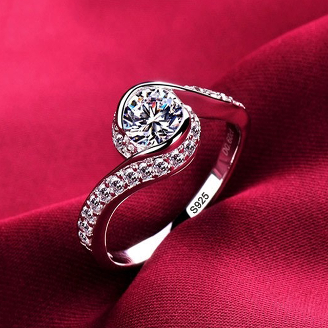 Fade 18K White Gold Rings Women High Quality Zirconia Diamond Original 925 Silver Rings Wedding Band Bridal Jewelry Gift