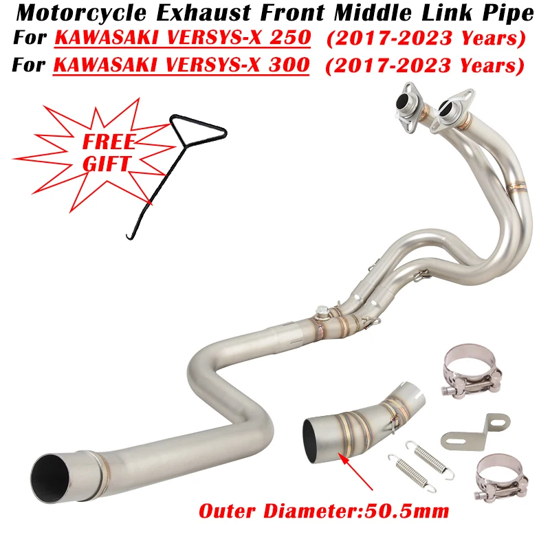 

For KAWASAKI VERSYS X VERSYS-X 250 300 2017 - 2022 2023 Motorcycle Exhaust System Modified Muffler 51mm Front Middle Link Pipe