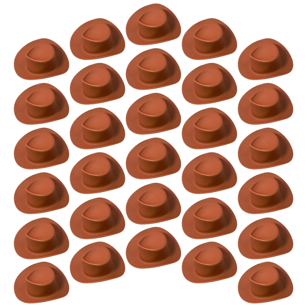 

30 Pcs Cowboy Hat Hats Mini Decor Cake DIY Crafts Plastic for Tiny Decors Decorations