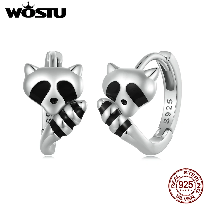 

WOSTU оригинальные маленькие Клипсы из стерлингового серебра 925 пробы для ушей енота, пряжки для ушей, качественная эмаль, изысканные ювелирные изделия для женщин, вечерние, подарок
