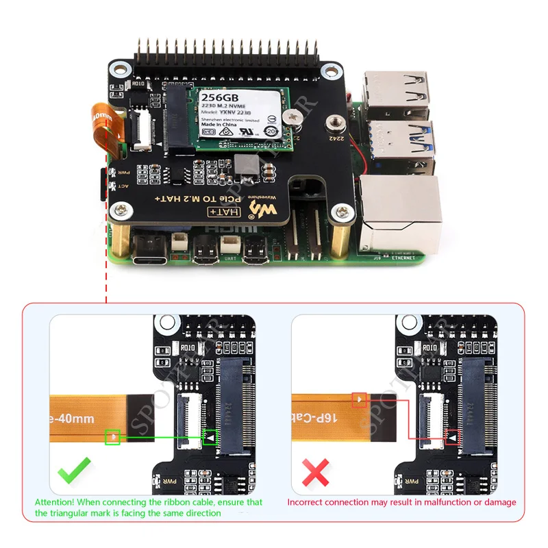 Raspberry Pi 5 Pcie Hat To M.2 Nvme Ssd Adapter Board Per Pi5