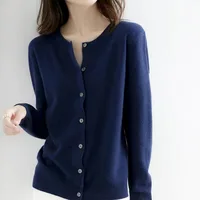 Women Cardigans Sweater O-neck Spring Autumn Knitted Cashmere Cardigans Solid Single Breasted Womens Sweaters DF4934 1