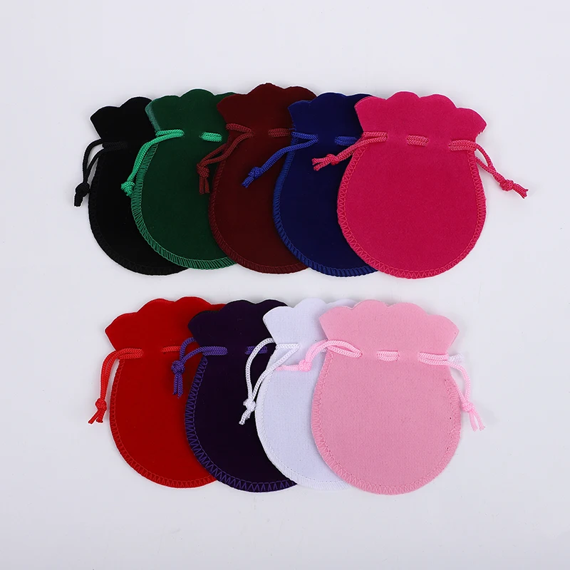 100Pcs/Lot Drawstring Gourd Velvet Bags For Ring Earrings Necklace Jewellery Pouches 7x9 9x12cm Gift Packaging Bag Custom Logo