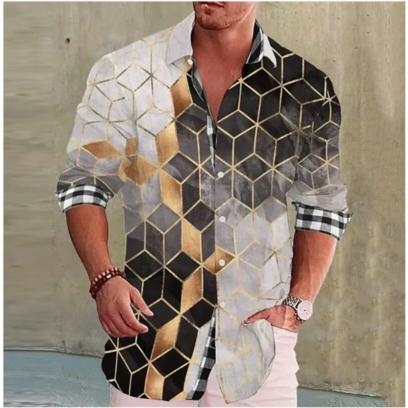 Fashion Men's Shirt Long Sleeve Lapel Color Floral Designer Design Casual Coat Shirt Soft Comfortable Silky Men's Tops 2023 New