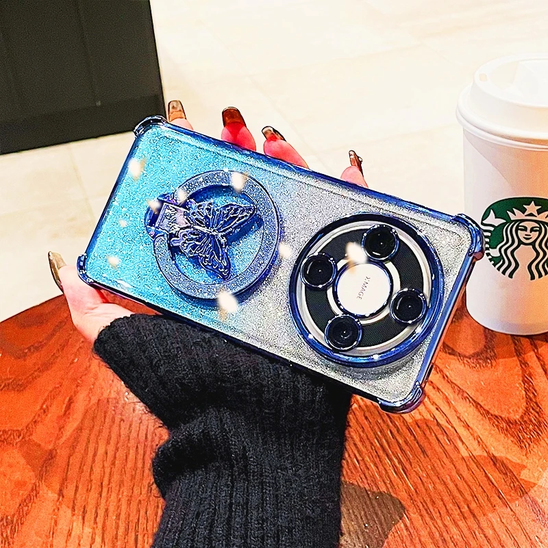 Butterfly Holder Silicone Stand Case with Metallic Plating