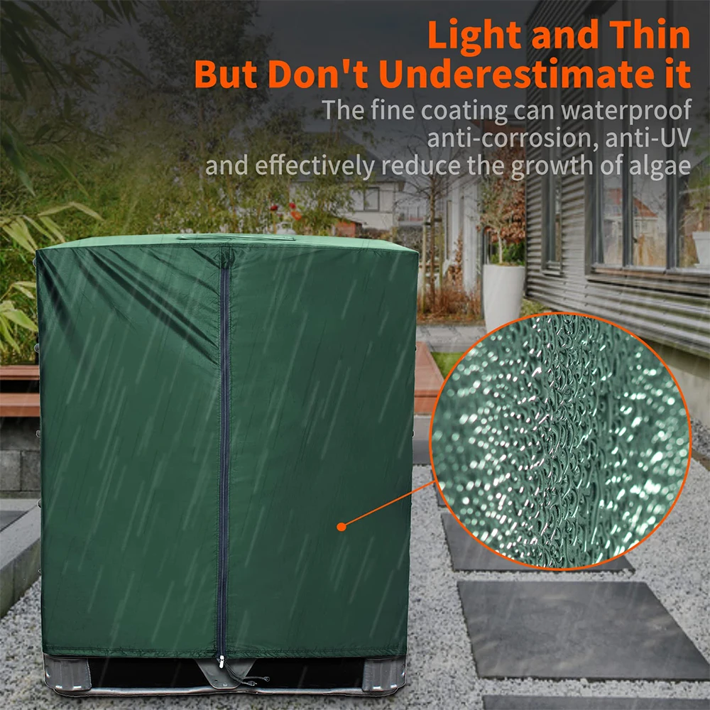 IBC Tote cover 330 gallon zipper 210D&420D heavy sunscreen material 1000L outdoor garden water tank protection cover ibc tank cover